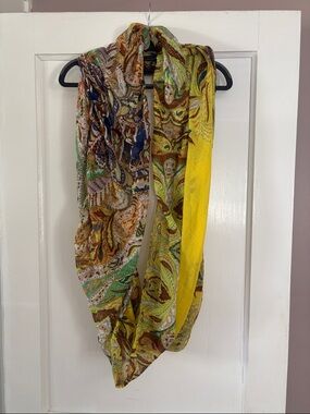 Multicolor Paisley Infinity Scarf - Yellow Accent